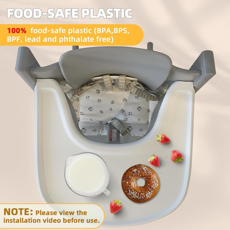 LuQiBabe Baby High Chair Tray Compatible with Stokke Tripp Trapp Chair (V2 and Beyond) with Smooth Surface and Strong Suction Power Made of Food-Safe Plastic (BPA BPS BPF Lead Phthalate Free) - White - Image 3