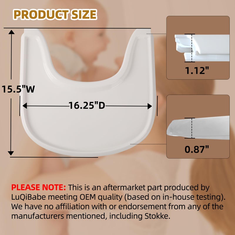 LuQiBabe Baby High Chair Tray Compatible with Stokke Tripp Trapp Chair (V2 and Beyond) with Smooth Surface and Strong Suction Power Made of Food-Safe Plastic (BPA BPS BPF Lead Phthalate Free) - White - Image 2