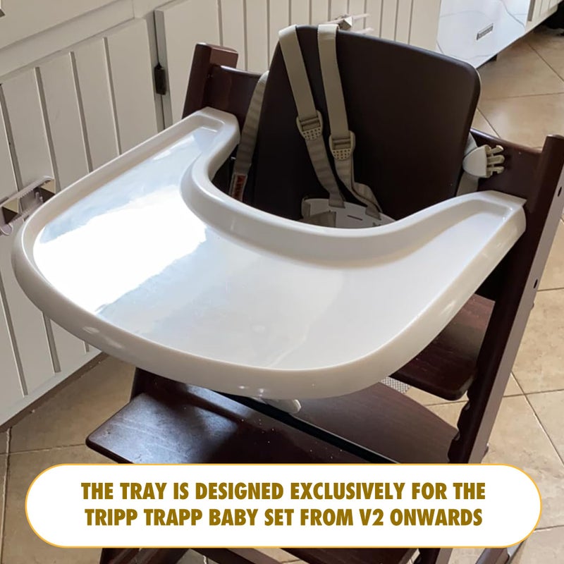 LuQiBabe Baby High Chair Tray Compatible with Stokke Tripp Trapp Chair (V2 and Beyond) with Smooth Surface and Strong Suction Power Made of Food-Safe Plastic (BPA BPS BPF Lead Phthalate Free) - White - Image 4