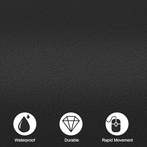 AROPANA Anti-Slip Extended Mouse Pad | PU Vegan Leather Desk Mat | Large Computer Desk Protector Pad with Suede Base for Keyboard, Laptop, Office & Home (60x35CM, Black) - Image 3