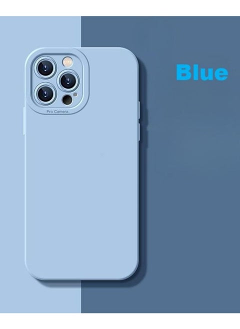 iPhone 13 Pro Max Case Silicone Cover Liquid Gel Soft Ultra Slim Shockproof Back Cover Full Body Protection 6.7 inch Blue