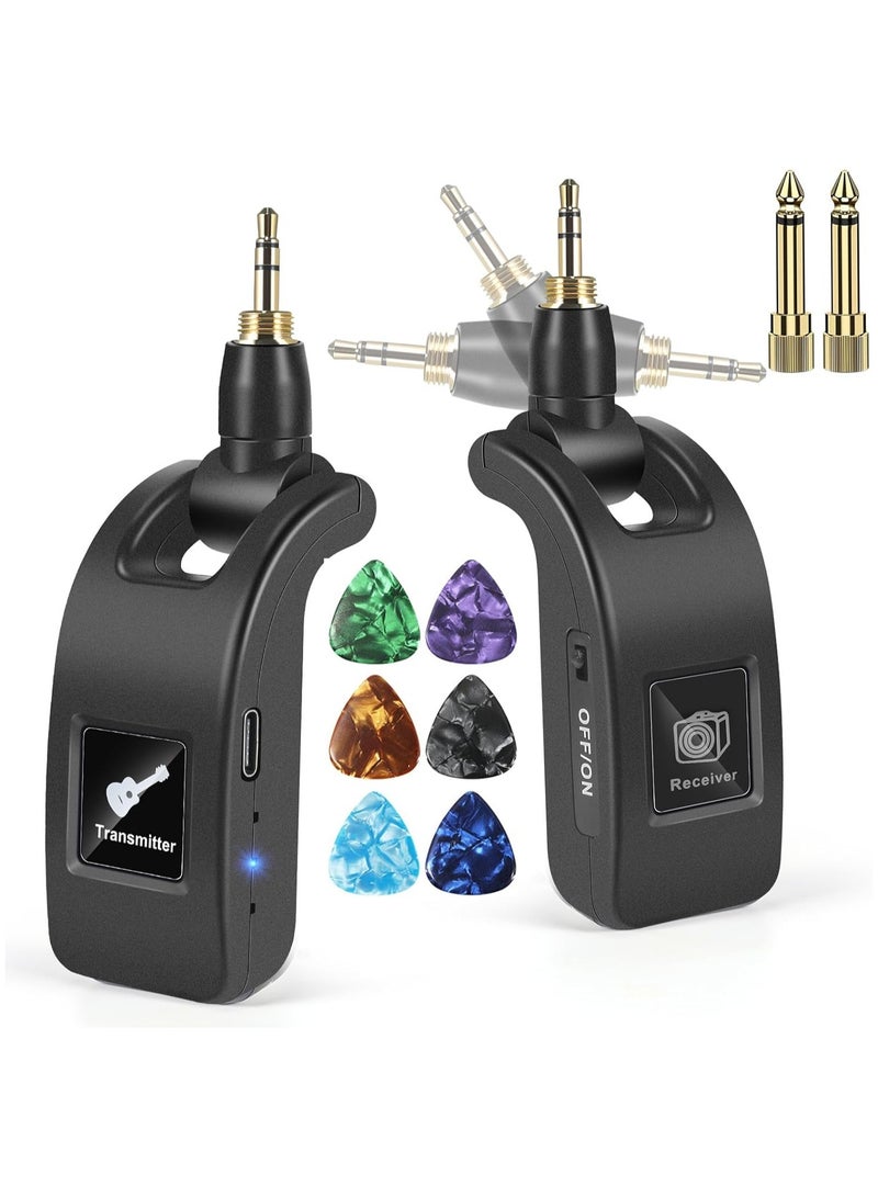 LAESO 2.4GHz Wireless Guitar Transmitter Receiver: Wireless Guitar System for Bass Violin Keyboard Electric Instrument with Premium Sound | 100FT Transmission Distance - Image 1