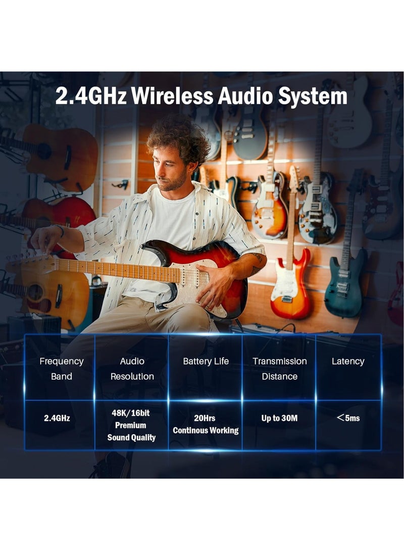 LAESO 2.4GHz Wireless Guitar Transmitter Receiver: Wireless Guitar System for Bass Violin Keyboard Electric Instrument with Premium Sound | 100FT Transmission Distance - Image 2
