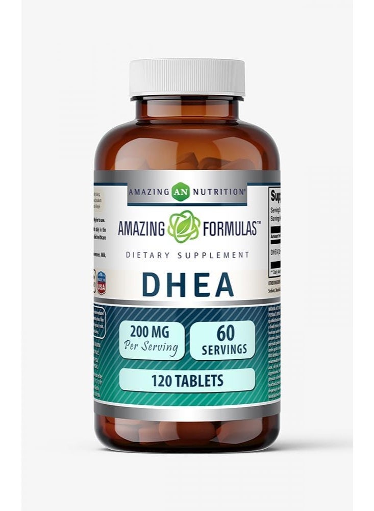 أميزينغ نيوترشن مكمل Amazing Formulas DHEA | 200 ملغ لكل حبة | 120 قرصًا | خالٍ من الكائنات المعدلة وراثيًا | خالٍ من الغلوتين | صنع في أمريكا - Image 1