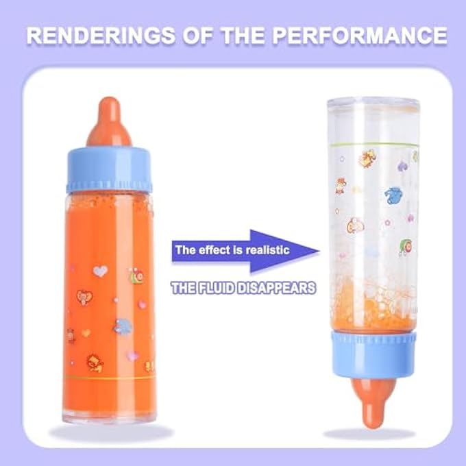 MY SWEET BABY DISAPPEARING DOLL FEEDING SET, 6 PIECE DOLL FEEDING SET,2 MILK BOTTLES 2 JUICE BOTTLES AND 2 TOY PACIFIER, DOLL PLAYSET ACCESSORIES HANDBAG FOR TODDLERS - Image 4