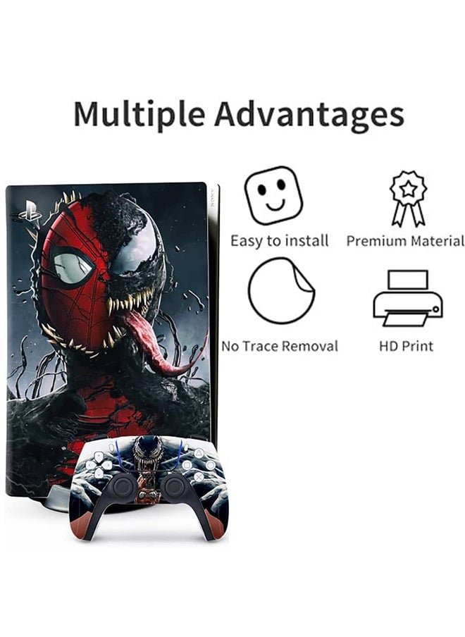 Colorskin Sony PS5 Disc Edition Console and Controller Accessories Cover Skins Controller Skin Gift Skins for PS5 Vinyl Decal Cover for Playstation 5 Controller Console Full Set PS5 Spider Man and Venom Skin  - Image 2