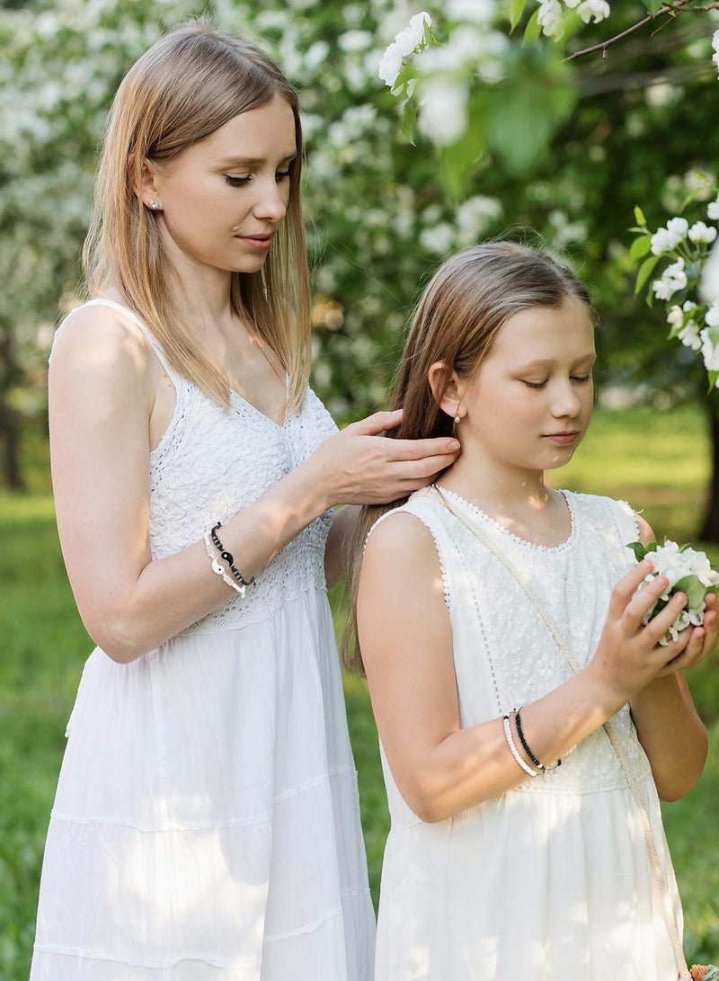 KASTWAVE 6 Pieces Matching Yin Yang Friend Couple Bracelets with Necklace Set, Adjustable Waterproof Handmade Cord Relationship Bracelets for Friendship Boyfriend Girlfriend - Image 3