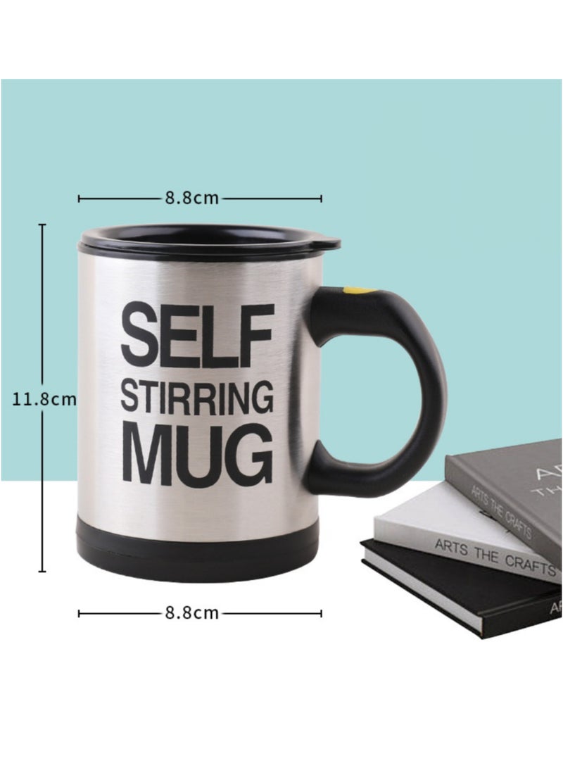 Self-stirring mug automatically stirs drinks with the touch of a button. The high-quality mug material maintains the temperature of your beverage, whether hot or cold. Ideal for quickly and effortlessly mixing coffee, tea, milk, or even smoothies black colour - Image 2