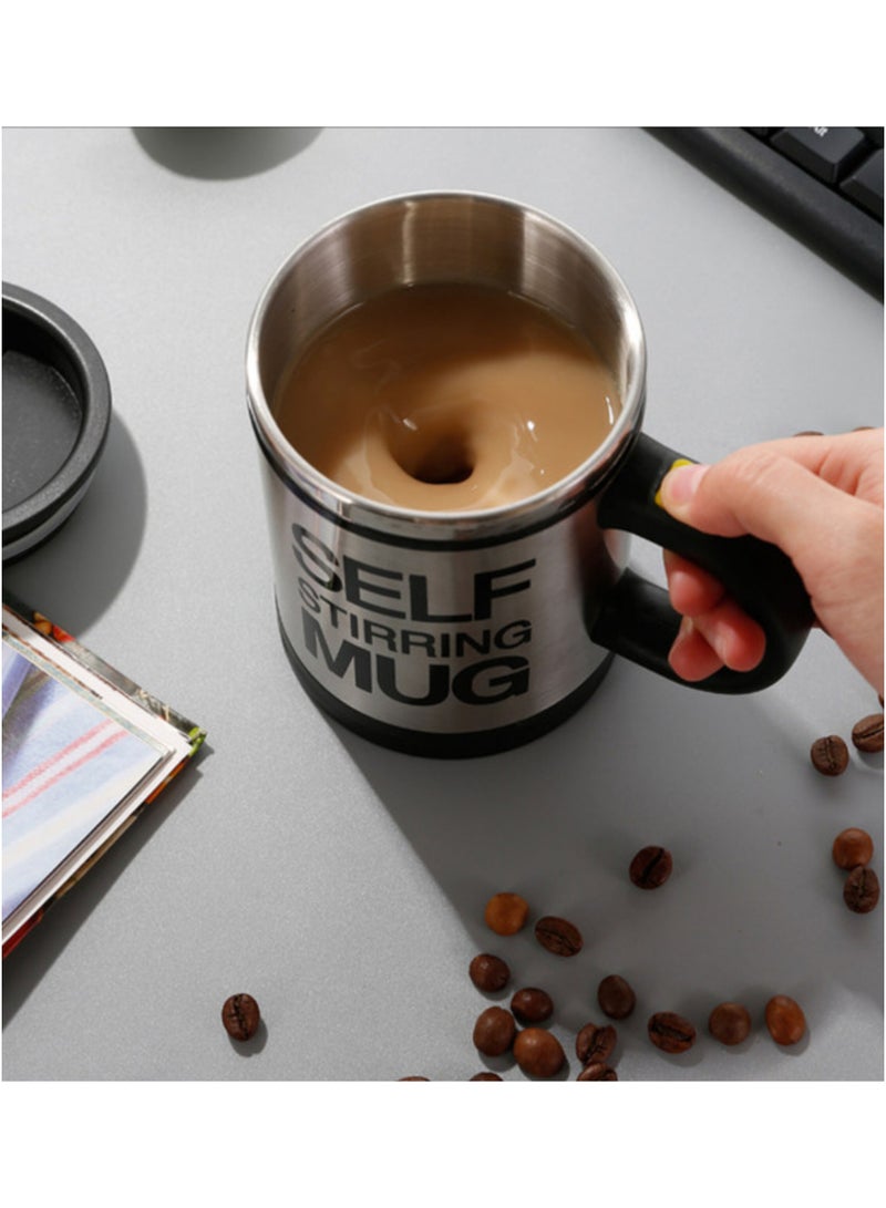 Self-stirring mug automatically stirs drinks with the touch of a button. The high-quality mug material maintains the temperature of your beverage, whether hot or cold. Ideal for quickly and effortlessly mixing coffee, tea, milk, or even smoothies black colour - Image 3