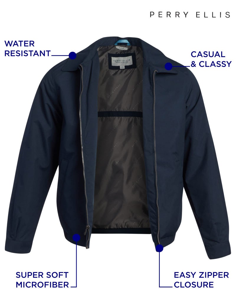 Perry Ellis Men's Golf Jacket - Lightweight Microfiber Water Resistant Windbreaker Jacket for Men with Cinched Waist (S-XL), Size Medium, Dark Sapphire - Image 2