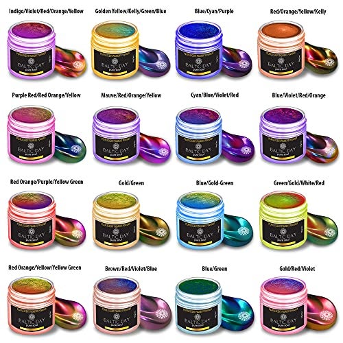 BALTIC DAY Chameleon Mica Powder 16 Jars of Color Shift Mica Powder Set Epoxy Resin Color Pigment Chameleon Powder Holographic Mica Resin Pigment - Image 3