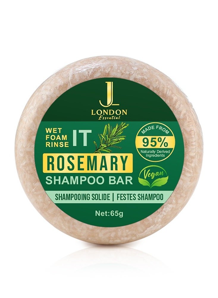 JAN LONDON JL Rosemary Shampoo Bar, Crafted with 95% Naturally Derived Ingredients for Organic Hair Care, Growth and Scalp Nourishment, Eco-Friendly and Cruelty-Free Hair Cleansing Solution for Men and Women 65g  - Image 1