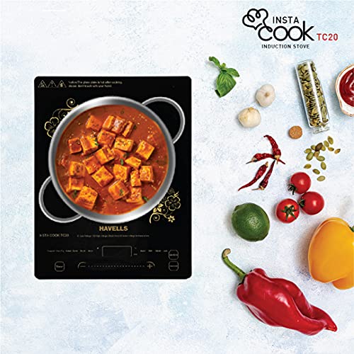 Havells TC 20 Glass Ceramic Cooktop Induction (Electric Stove) | 2000 W | With 9 Cooking Options | Copper Coil with 3 Year Warranty | Auto Pan Detection Sensor | Designer Touch Panel (Black) - Image 2