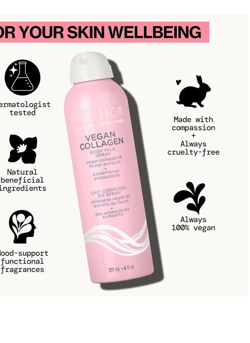 Pacifica - Pacifica Beauty Vegan Collagen Body Milk Spray, Bath and Body, Hydrating, Moisturizing, Body Lotion, Body Serum, Non Aerosol, For Dry Skin, Body Care, Skin Care, 6 fl oz (1 Count) - Image 1
