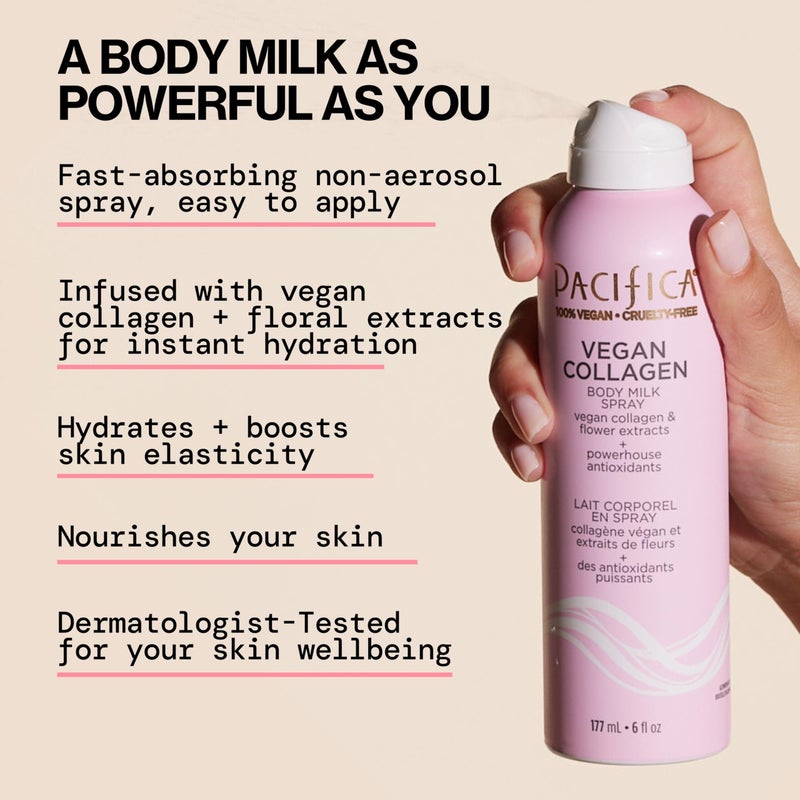 Pacifica Spray Lotion for Body - Vegan Collagen Body Milk Spray â€“ Hydrating Moisturizer Mist Fast-Absorbing Instantly Hydrates & Softens Skin Jasmine & Vanilla Natural Scent Clean Beauty Non-Aerosol - Image 3