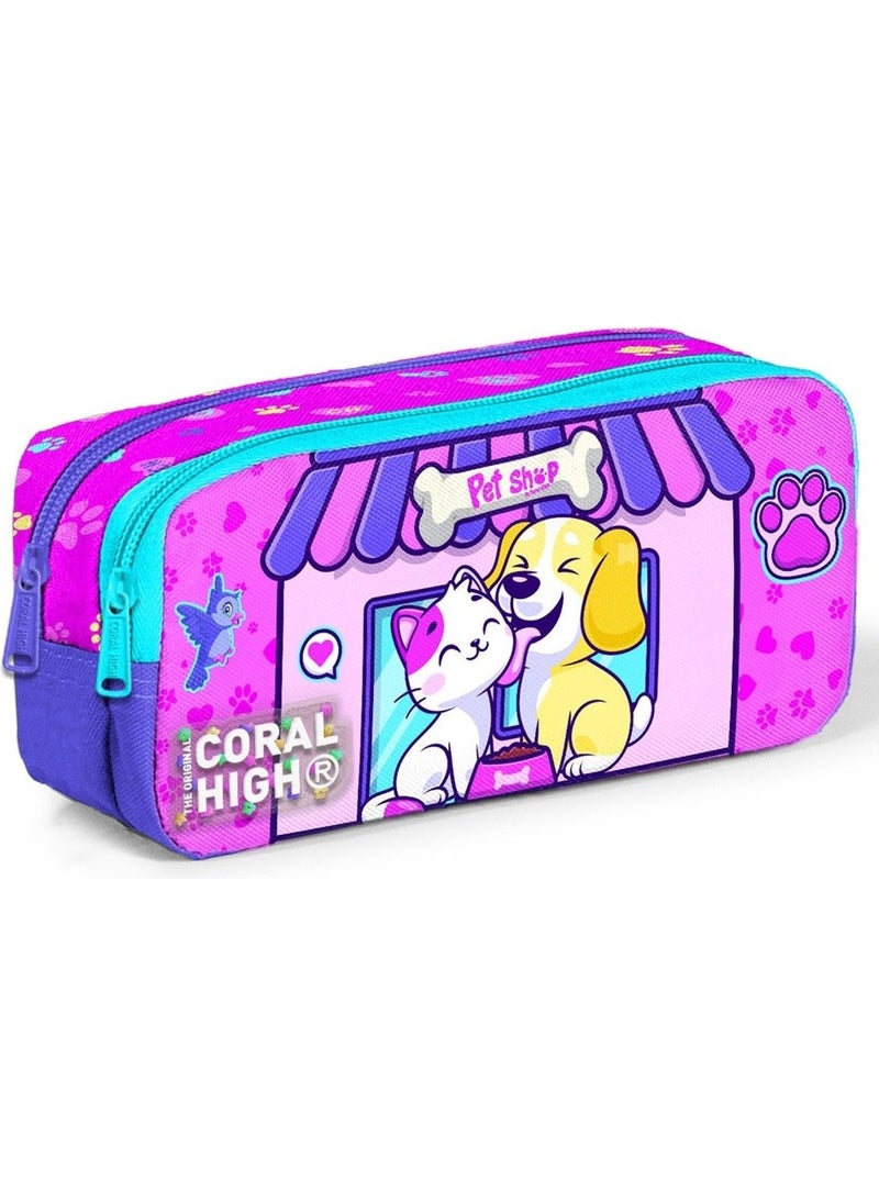 CORAL HIGH Cat Dog Patterned Girl Thermal Insulated Lunch Bag and Pencil Case Set  - Image 3
