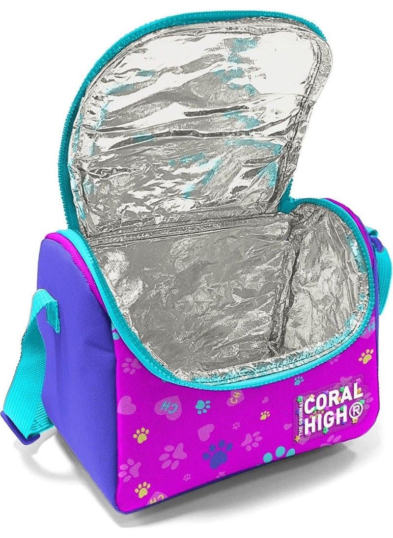 CORAL HIGH Cat Dog Patterned Girl Thermal Insulated Lunch Bag and Pencil Case Set  - Image 2