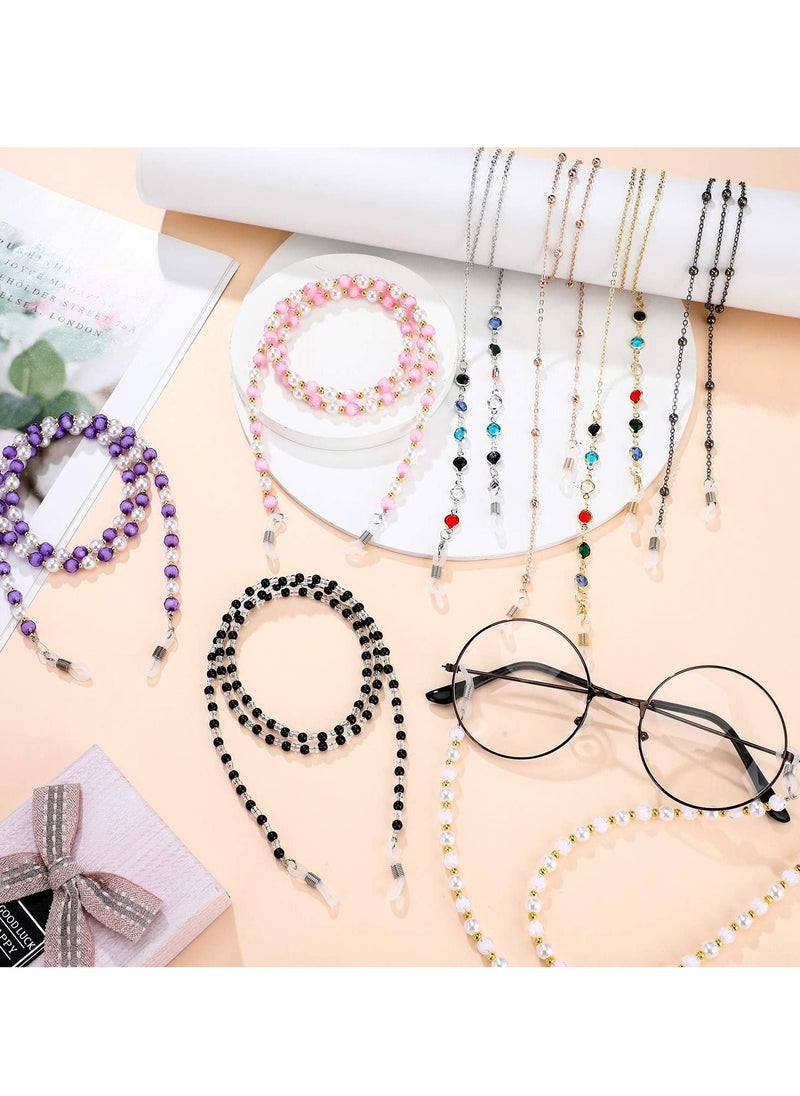 KASTWAVE "8 Pieces Eyeglasses Chains Beaded Sunglasses Strap Holder, Elegant Eyewear Retainer Chain, Women's Eyeglass Chains, Beaded Eyeglass Chain, Eye Glasses String Strap Women, 8 Styles "  - Image 1