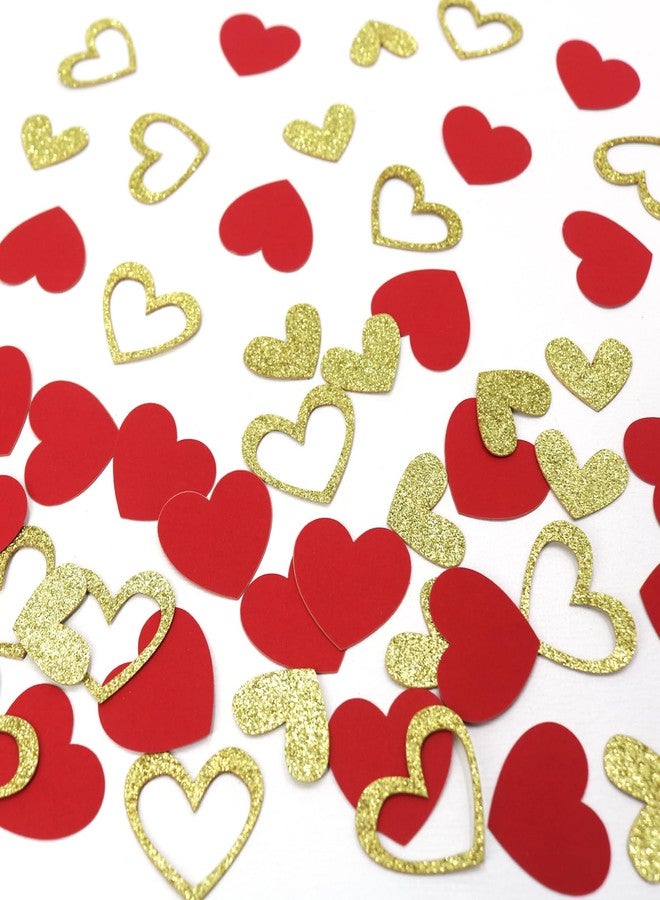 Blopee Red and Gold Heart Confetti for Valentines Day, Wedding, Engagement, Anniversary, Bridal Shower, 280 pcs Glitter Heart Confetti for Tables Decorations - Image 5