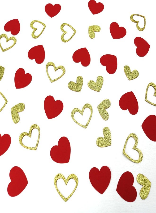 Blopee Red and Gold Heart Confetti for Valentines Day, Wedding, Engagement, Anniversary, Bridal Shower, 280 pcs Glitter Heart Confetti for Tables Decorations - Image 4