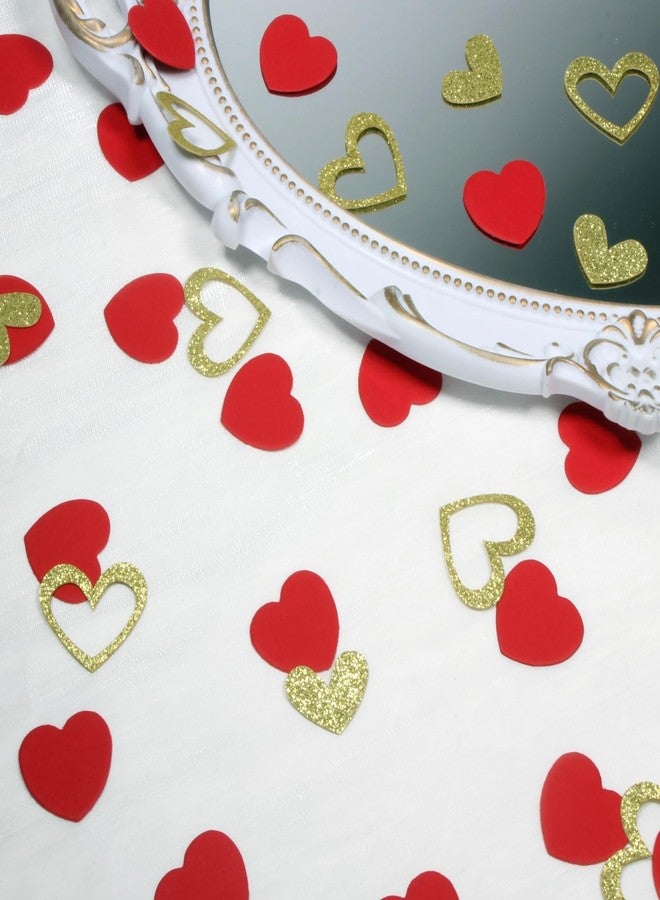 Blopee Red and Gold Heart Confetti for Valentines Day, Wedding, Engagement, Anniversary, Bridal Shower, 280 pcs Glitter Heart Confetti for Tables Decorations - Image 3