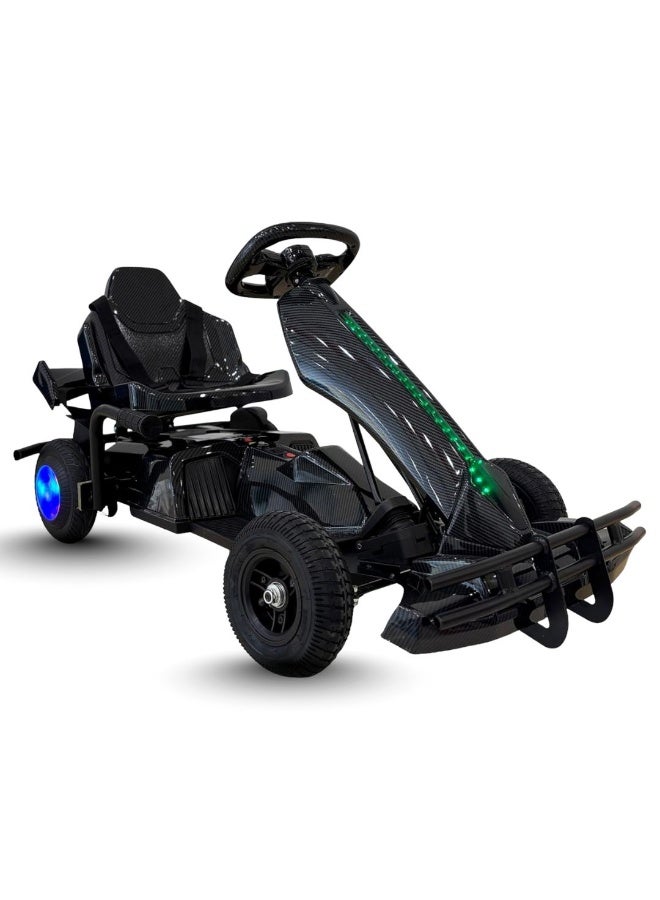 Bike electric go kart for kids  battery powered ride on vehicle pedal drive lED lights black - Image 2