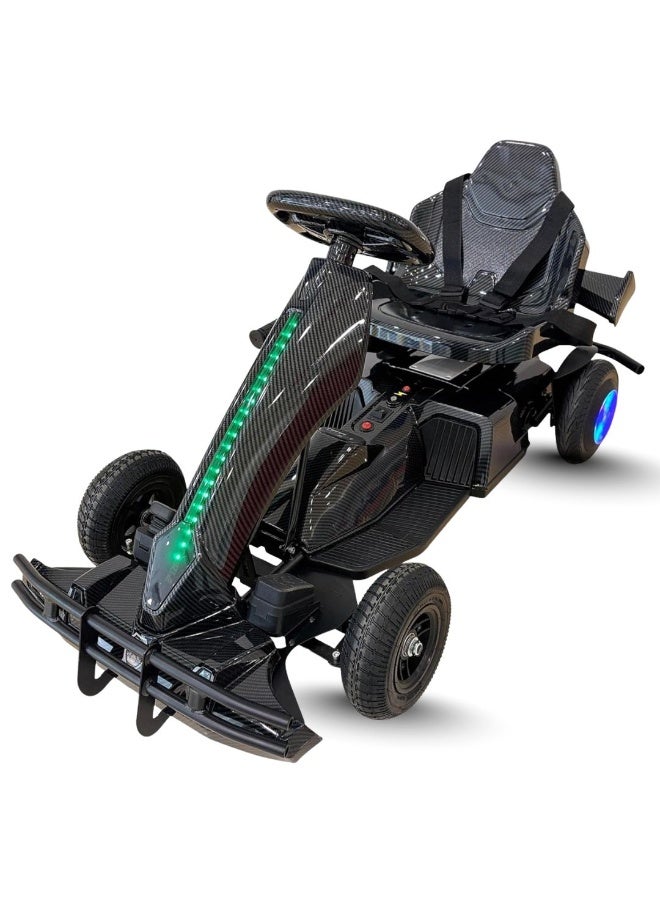 Bike electric go kart for kids  battery powered ride on vehicle pedal drive lED lights black - Image 4