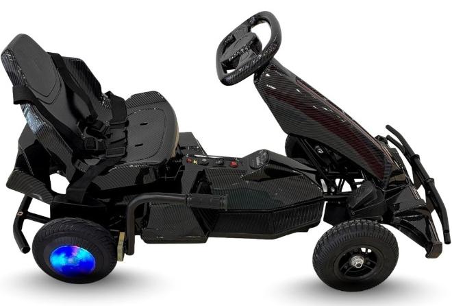 Bike electric go kart for kids  battery powered ride on vehicle pedal drive lED lights black - Image 1