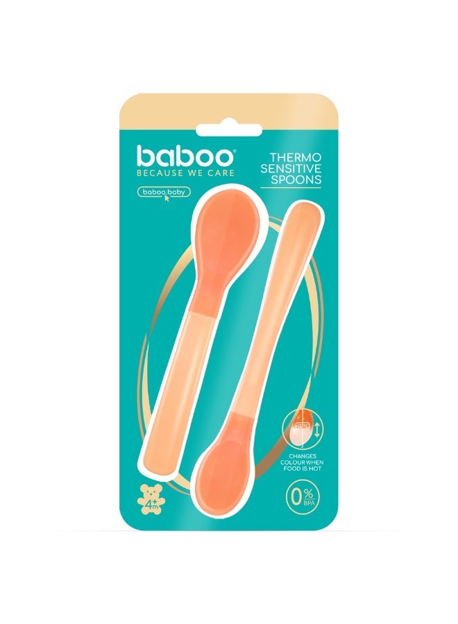 Baboo Heat Sensitive Spoons (2-Pack) – Spoons change color above 37°C to protect your baby from hot food | Best Silicone Baby Spoons for Babies | BPA-Free 4+ Months - Image 1