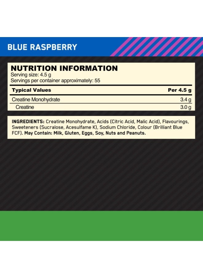 ON Optimum Nutrition Micronised Creatine 247.5g Blue Raspberry - Image 2