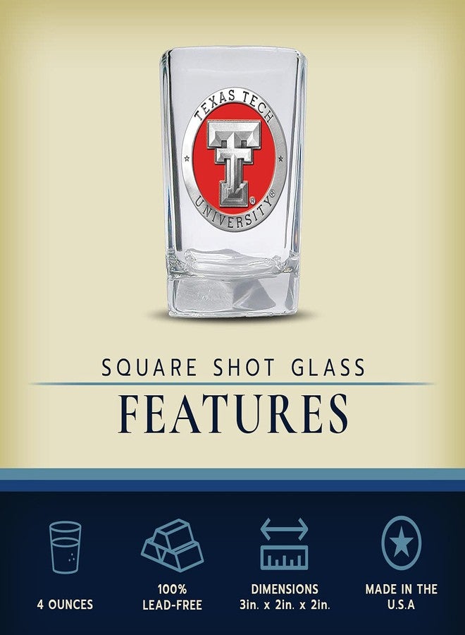 هيراتيج بويتر كأس صغير مربع من البيوتر التراثي من جامعة تكساس التقنية | كأس صغير منحوت يدويًا بسعة 1.5 أونصة | تطعيم معدني من البيوتر بشعار الجامعة - Image 3