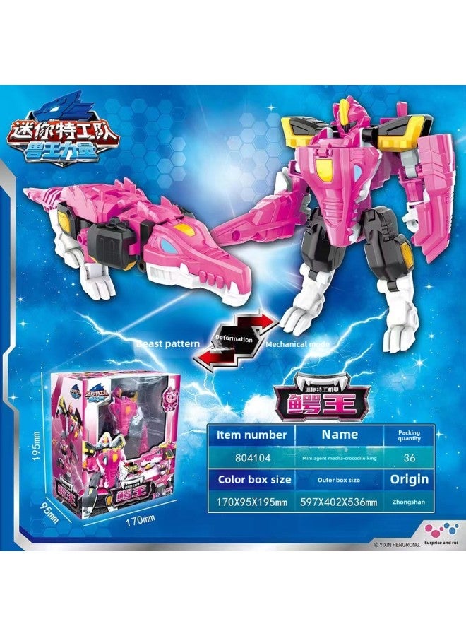 Genuine Mini Secret Service Team Beast King Power Children's Toy Transformed Alligator Eagle Lion King Mecha King Kong Robot Boy-Color:804104 Mini Agent Mech-Crocodile King - Image 1