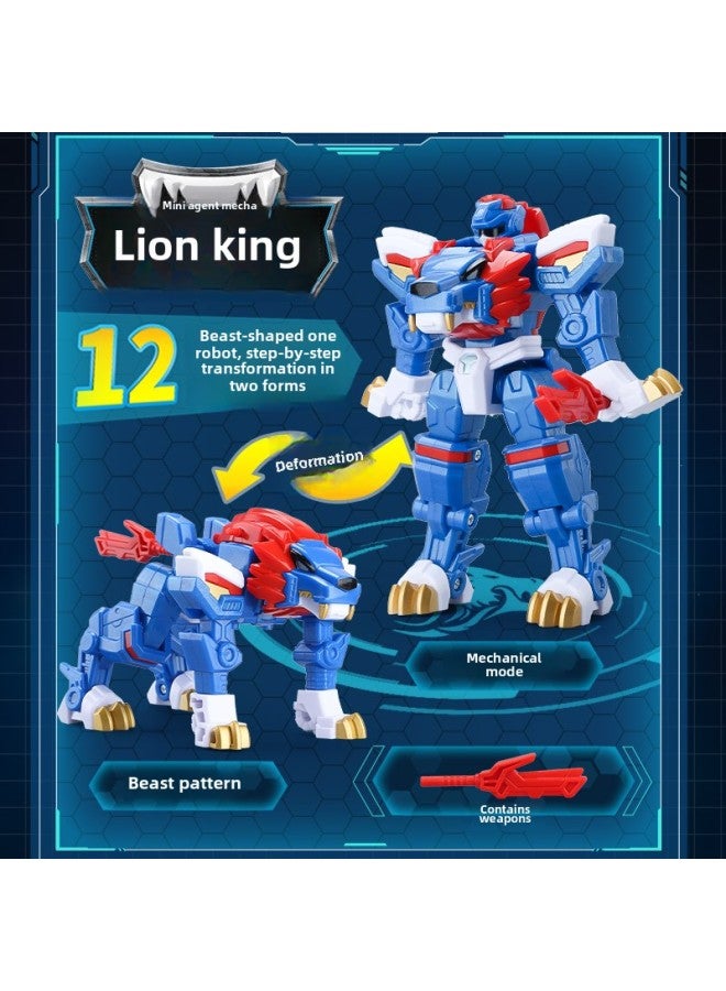 Genuine Mini Secret Service Team Beast King Power Children's Toy Transformed Alligator Eagle Lion King Mecha King Kong Robot Boy-Color:804104 Mini Agent Mech-Crocodile King - Image 3