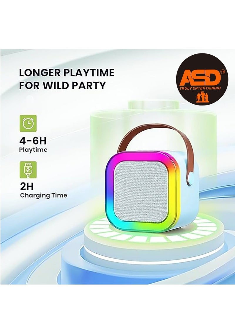 ASD ASD-153 Portable Wireless Speaker with 2 Wireless Mic, RGB Light, TF Card Support and FM Radio - ASD-153, Blue  - Image 2