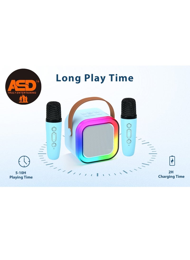 ASD ASD-153 Portable Wireless Speaker with 2 Wireless Mic, RGB Light, TF Card Support and FM Radio - ASD-153, Blue  - Image 3