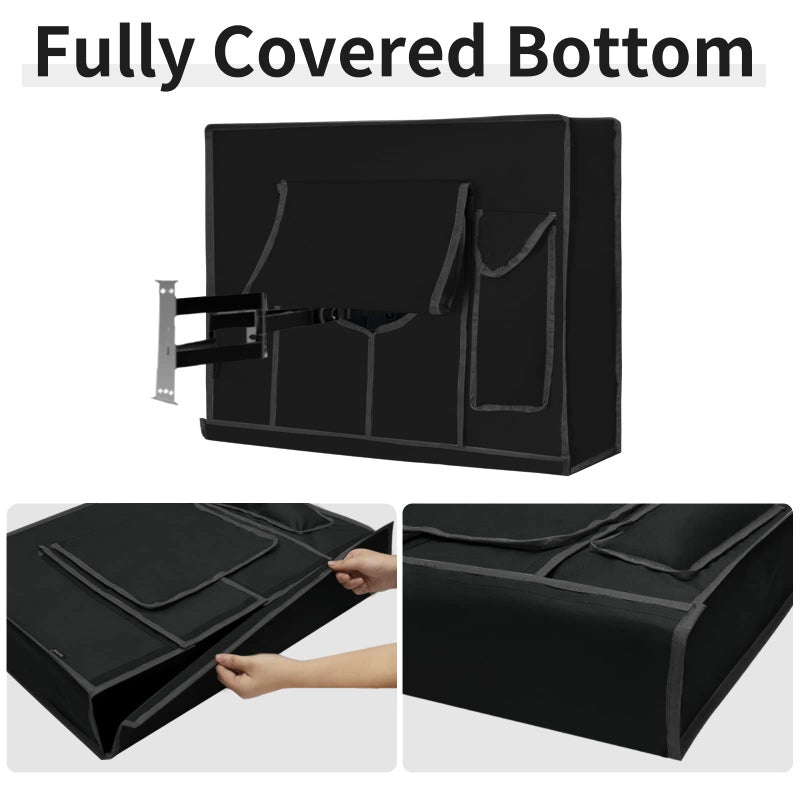 Easy-Going Waterproof Outdoor TV Cover for 65-70 inch TV with Bottom Cover, Thick Fabric, Dustproof and Weatherproof TV Cover with Remote Control Pocket, Black - Image 3