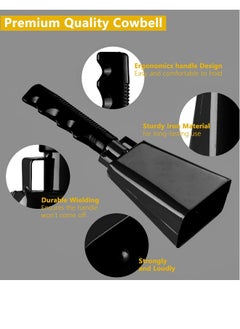 Generic 8 inch Steel Cow Bell with Handle Cowbells, Cheering Hand Bell for Sports Events,Football Games,Party,Farm,Hand Chimes Musical Instruments, Noise Makers,Loud Call Bell (Black)  - Image 3