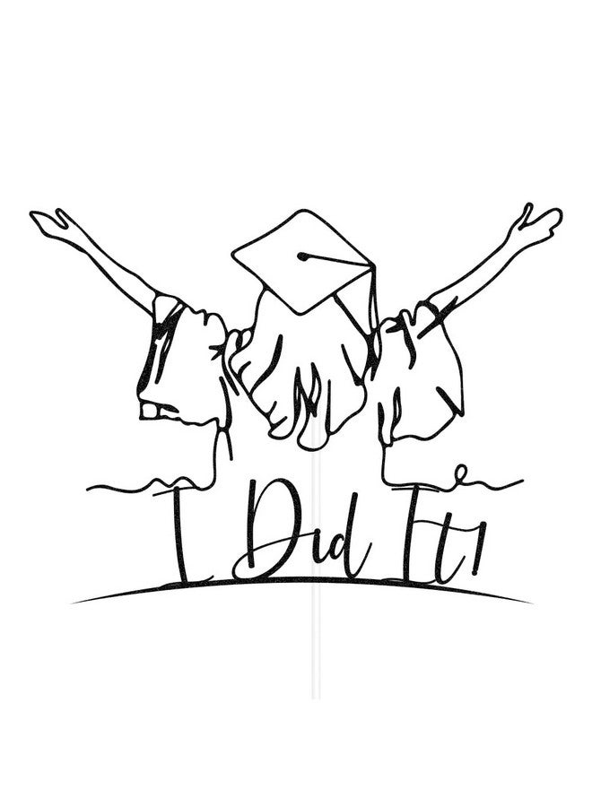 SWEETTALA I Did it Cake Topper, Congrats Grad, Class of 2025, Finally Done, I am Done 2025 Graduation Party Decoration for Girls Black Glitter - Image 3