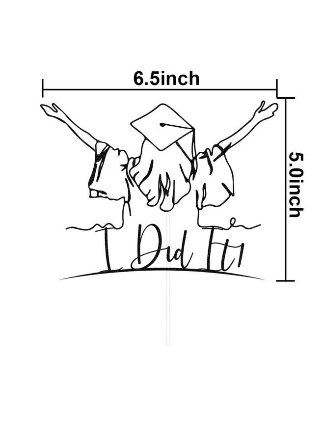SWEETTALA I Did it Cake Topper, Congrats Grad, Class of 2025, Finally Done, I am Done 2025 Graduation Party Decoration for Girls Black Glitter - Image 2