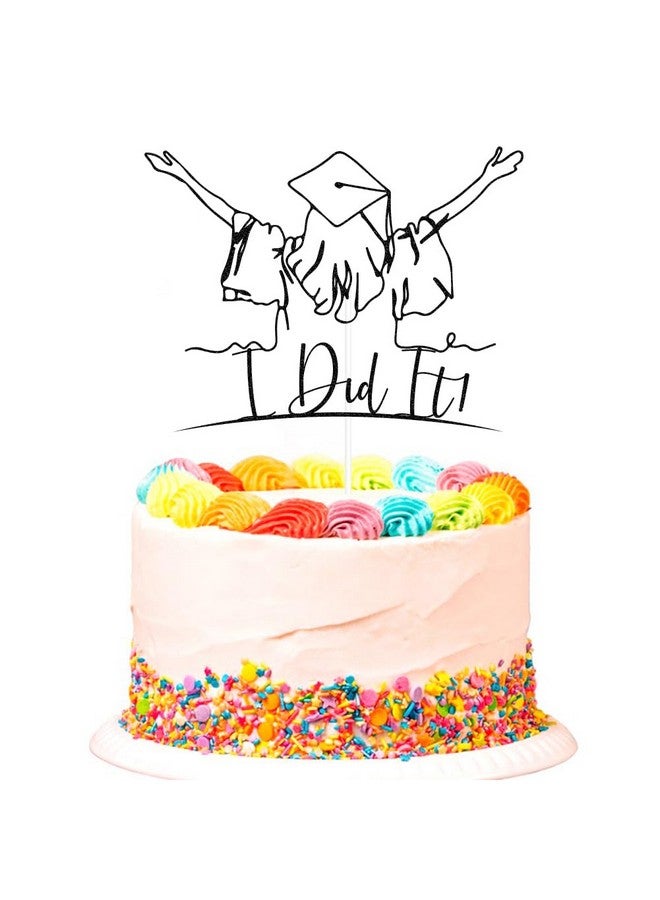 SWEETTALA I Did it Cake Topper, Congrats Grad, Class of 2025, Finally Done, I am Done 2025 Graduation Party Decoration for Girls Black Glitter - Image 1