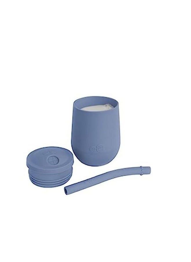 ezpz ezpz Mini Cup + Straw Training System- 100% Silicone Training Cup for Infants + Toddlers/Baby - Designed by a Pediatric Feeding Specialist - Non-Slip, Weighted Base & Tactile Bumps - 9 Months+(Indigo)  - Image 2