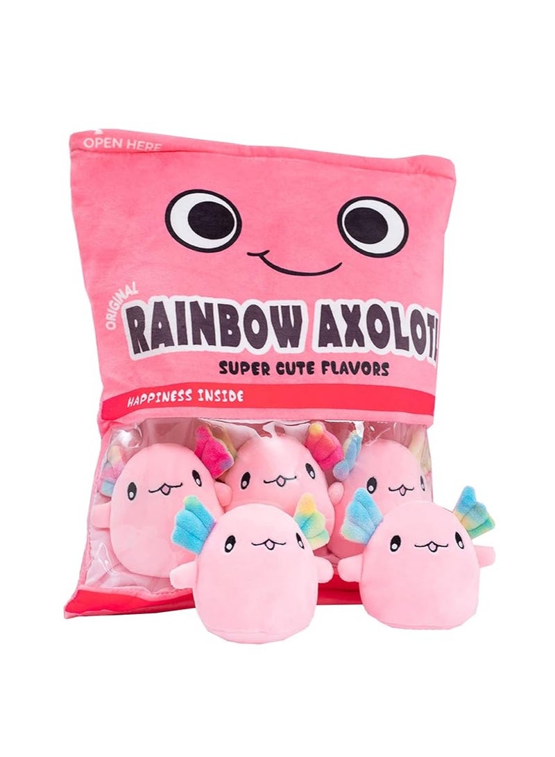 general Cute salamander plush toy, detachable salamander plush pillow, kawaii plush toy set for boys, girls, birthday gift (6 units per bag)