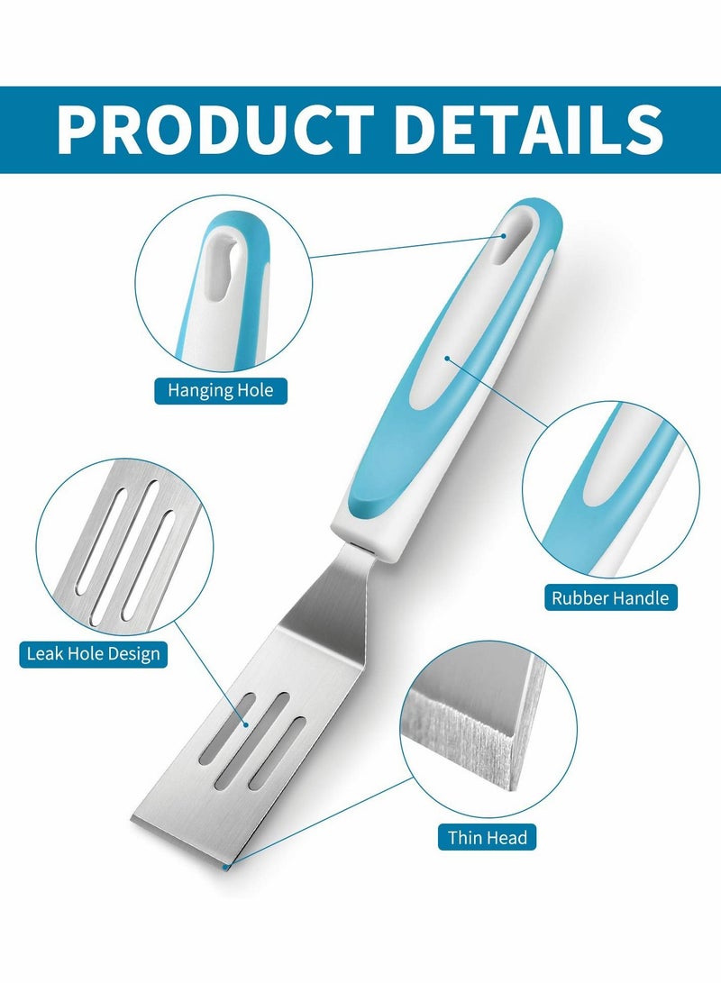 Excefore معدنية صغيرة لتقديم البراوني، فولاذ مقاوم للصدأ، ملعقة لتقطيع وتقديم الكعك، ملعقة مشقوقة صغيرة لقلب البيض، أدوات مطبخ للطبخ والخبز، 9.5 × 1.7 إنش، قطعتان - Image 2