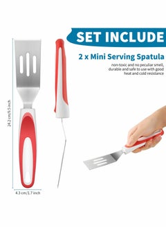 Excefore Mini Brownie Serving Spatula Stainless Steel Cut and Serve Turner Cookie Spatula Mini Slotted Turner for Flipping Egg Cooking Baking Kitchen Utensil, 9.5 x 1.7 Inch 2 Pieces  - Image 3