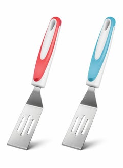 Excefore Mini Brownie Serving Spatula Stainless Steel Cut and Serve Turner Cookie Spatula Mini Slotted Turner for Flipping Egg Cooking Baking Kitchen Utensil, 9.5 x 1.7 Inch 2 Pieces  - Image 1