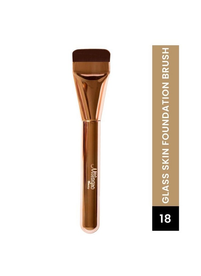 Milagro Beauty - Premium Glass Skin Foundation Flat Brush 18, High Density Korean Technique Spatula Brush For Blending Liquid Foundation & Cream Makeup | Ultra Thin Flat Brush - Image 1