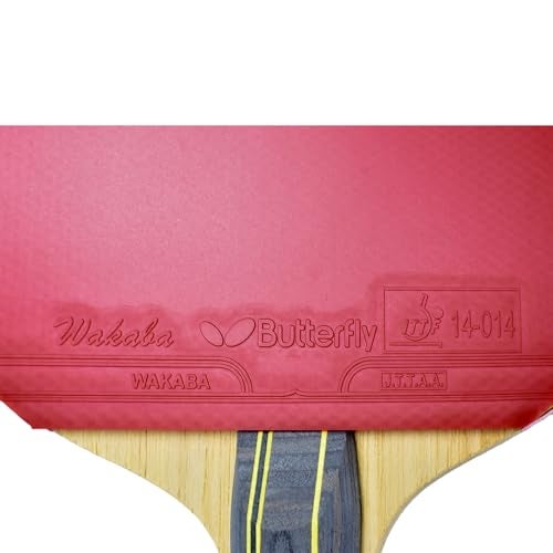 Butterfly Nakama S-10 Table Tennis Racket – ITTF Approved Butterfly Ping Pong Paddle – Wakaba Table Tennis Rubber and Thick Sponge Layer Ping Pong Racket – 2 Ping Pong Balls Included,Black/Red - Image 3