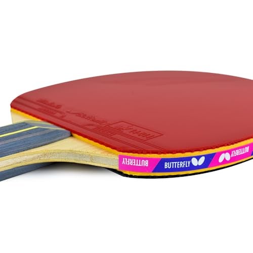 Butterfly Nakama S-10 Table Tennis Racket – ITTF Approved Butterfly Ping Pong Paddle – Wakaba Table Tennis Rubber and Thick Sponge Layer Ping Pong Racket – 2 Ping Pong Balls Included,Black/Red - Image 5