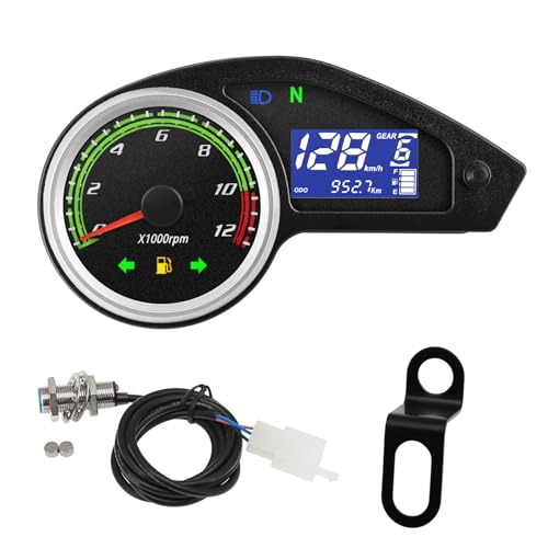 MAIMEIMI Motorcycle Speedometer Gauge Digital Speedometer for Motorcycle LCD Gauge Cluster MPH Dashboard Speedo Meter with Tach Odo Oil Level Gear - Image 1