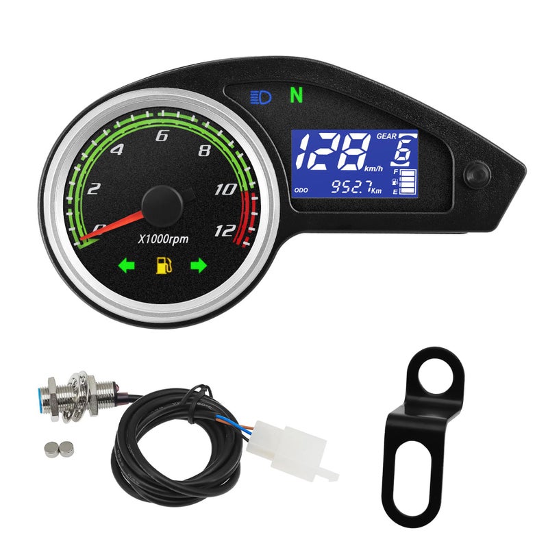 MAIMEIMI Motorcycle Speedometer Gauge Digital Speedometer for Motorcycle LCD Gauge Cluster MPH Dashboard Speedo Meter with Tach Odo Oil Level Gear - Image 3